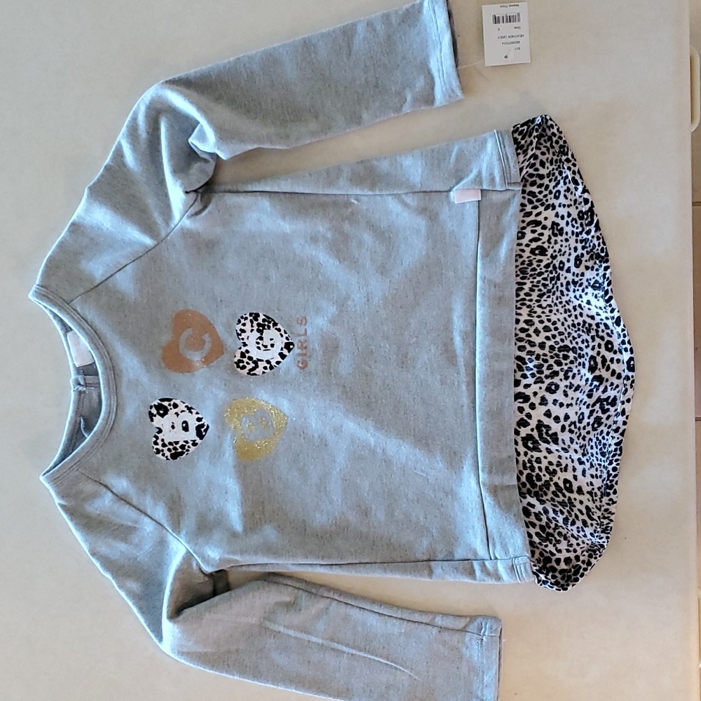 BCBGirls top.  Heather grey with leopard inlay back.  NWT, 6